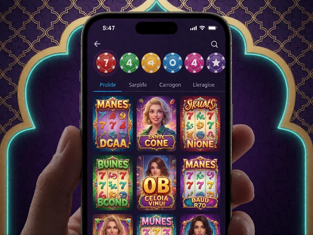 Smartphone mit Anbieterfilter und Slot-Thumbnail-Raster im Alawin Casino