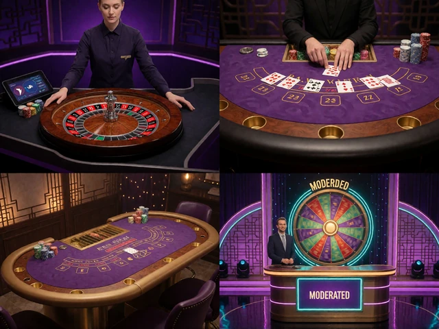Vier Live-Tischsituationen f&uuml;r Roulette, Blackjack, Baccarat und eine Game Show als &Uuml;berblick &uuml;ber die Alawin Live Casino Kategorien